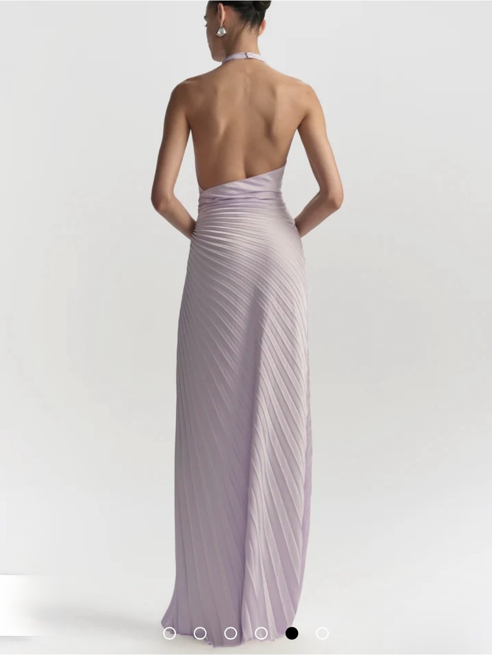 NWOT A.L.C. Romy Pleated Satin Gown in Lilac - Picture 4 of 10
